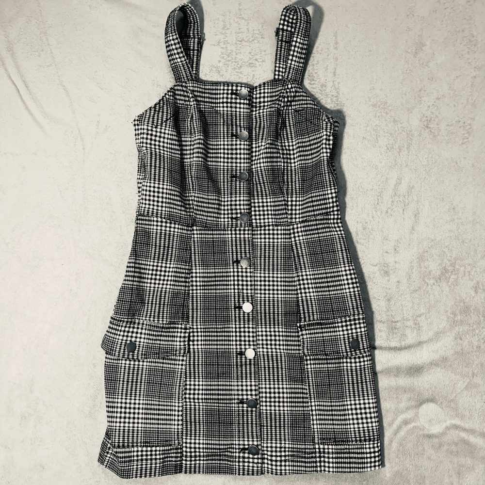 Gingham Plaid Overall Dress